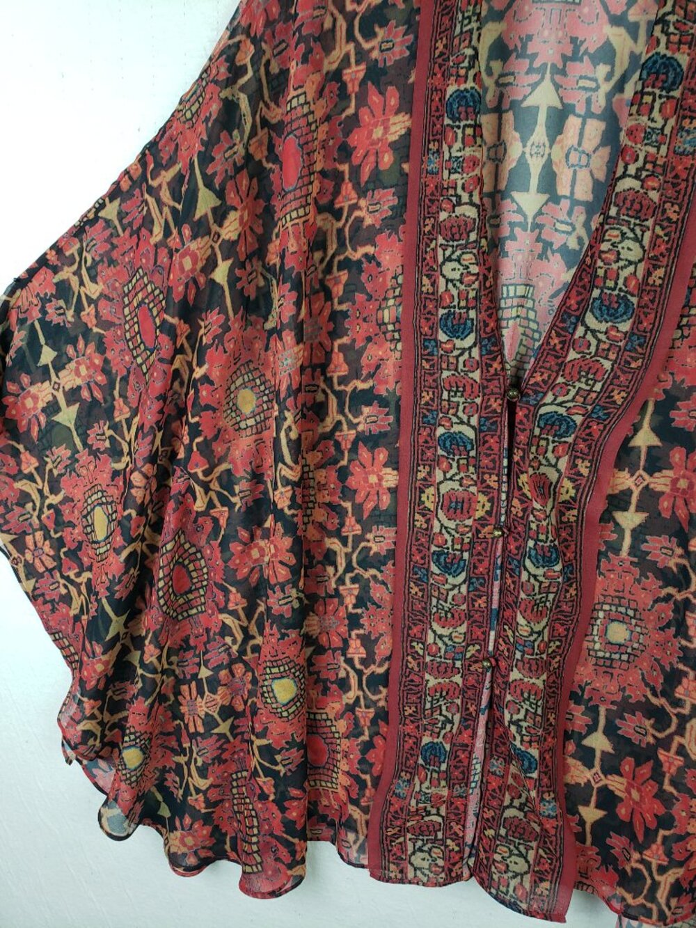 Soft Surroundings Kimono Tunic Top Oversized Sheer Bohemian Floral size M Ethnic - Picture 12 of 12